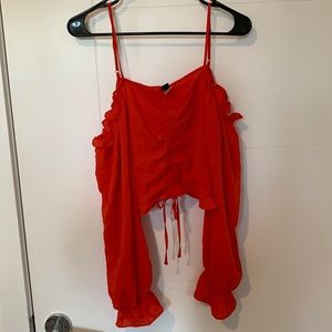 Cropped Longsleeve Top with Tie in front